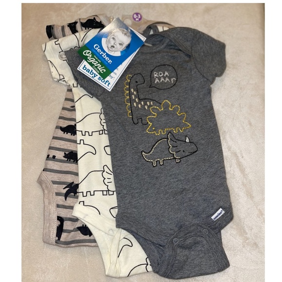 Gerber Matching Sets New Baby Boy Dinosaur Onesie Set 3pc Size 3
